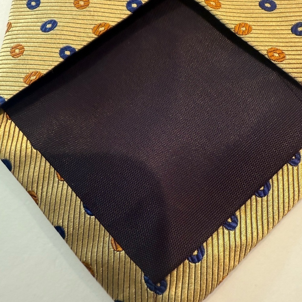 Paul Fredrick Gold Tie with Blue and Orange - Picture 4 of 5
